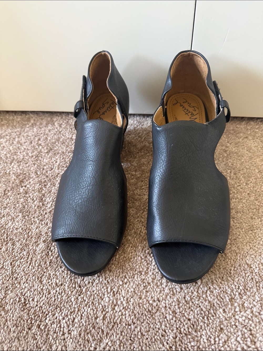 Natural Soul Black Open-Toe Slingback Mules
